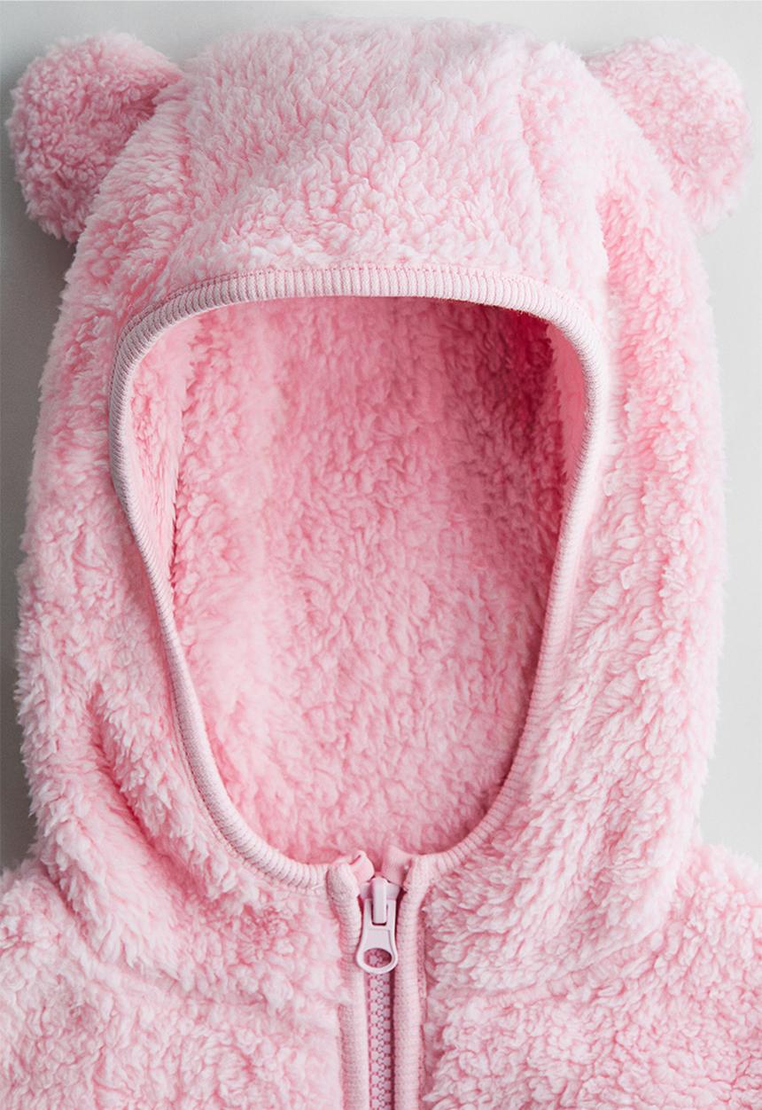 H&M - Zip-through teddy hoodie - pink