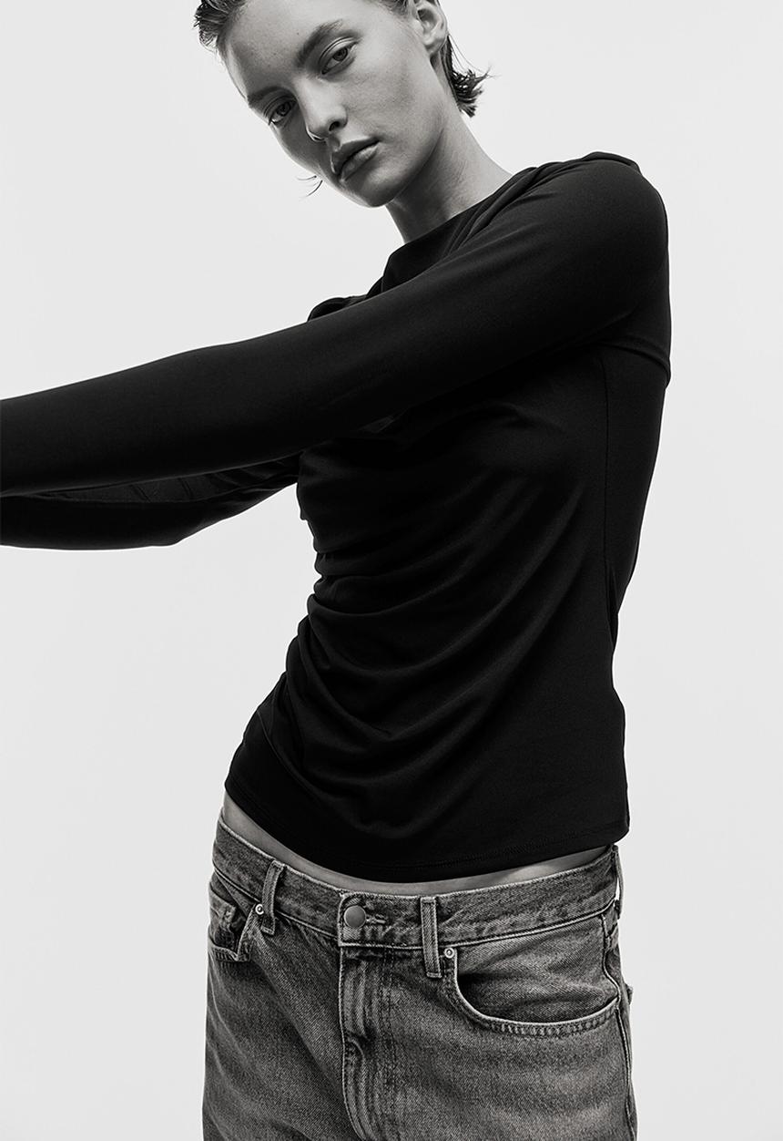 H&M - Draped jersey top - black