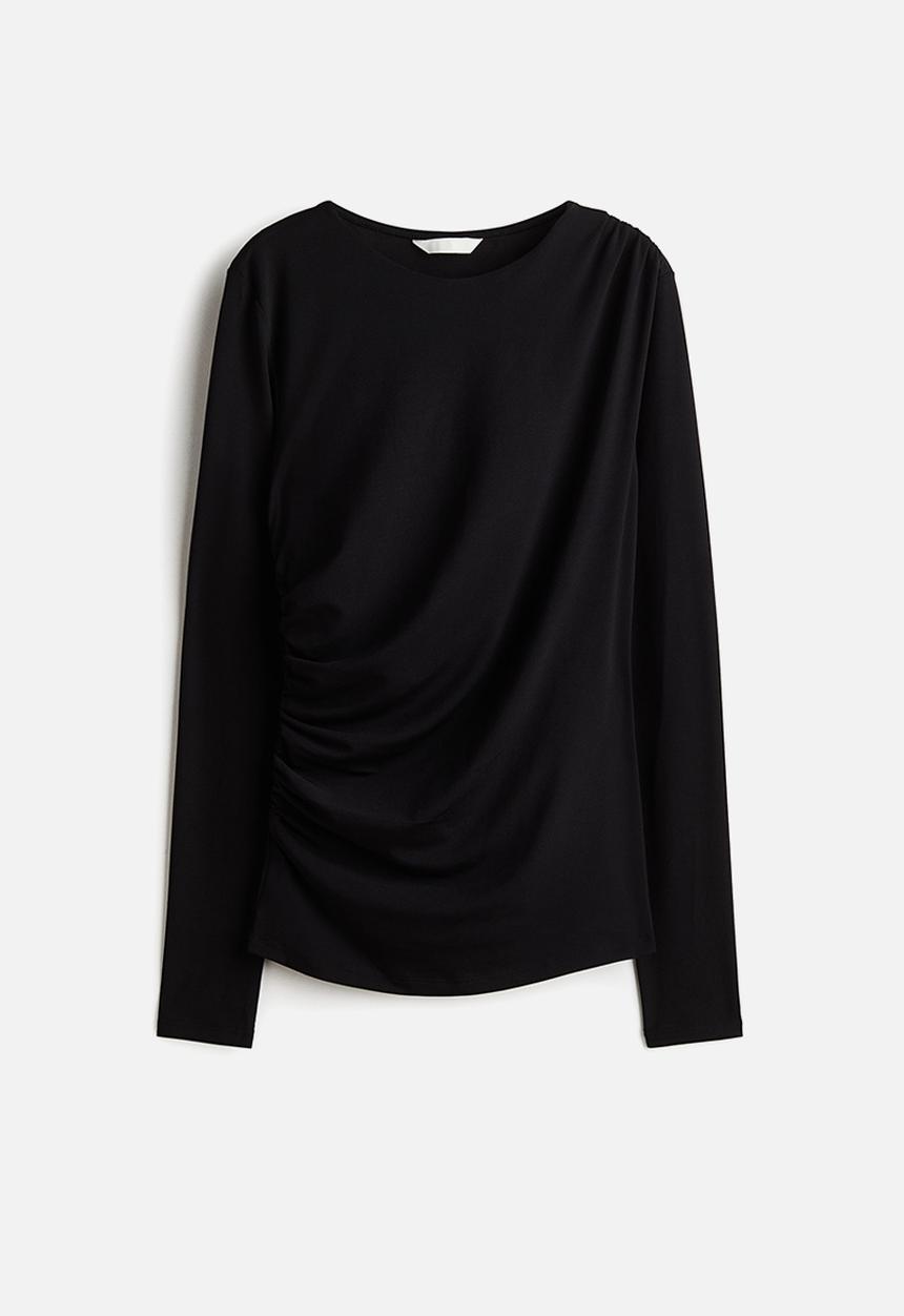 H&M - Draped jersey top - black