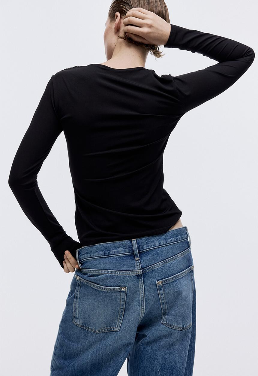 H&M - Draped jersey top - black