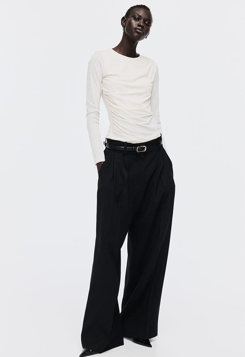 H&M - Draped jersey top - cream