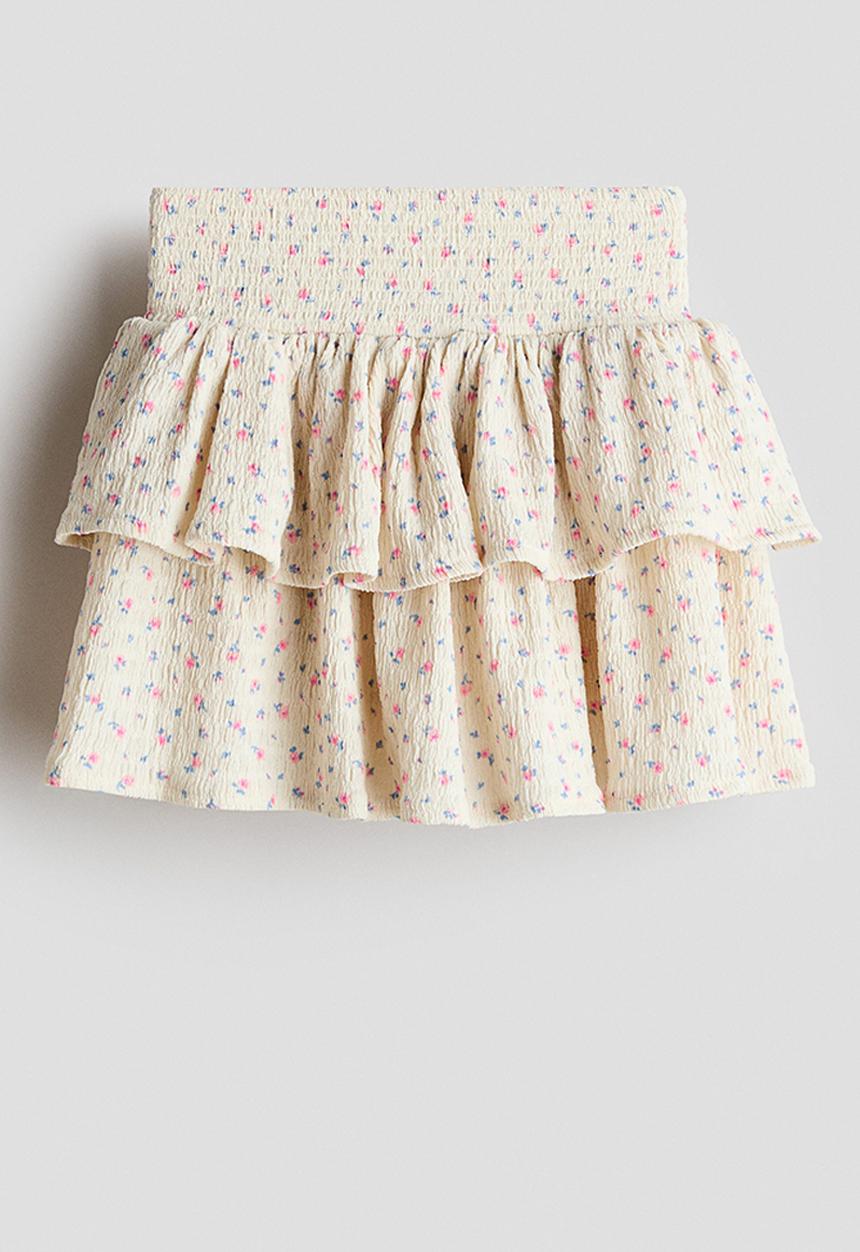 H&M - Printed tiered skort - light beige/floral