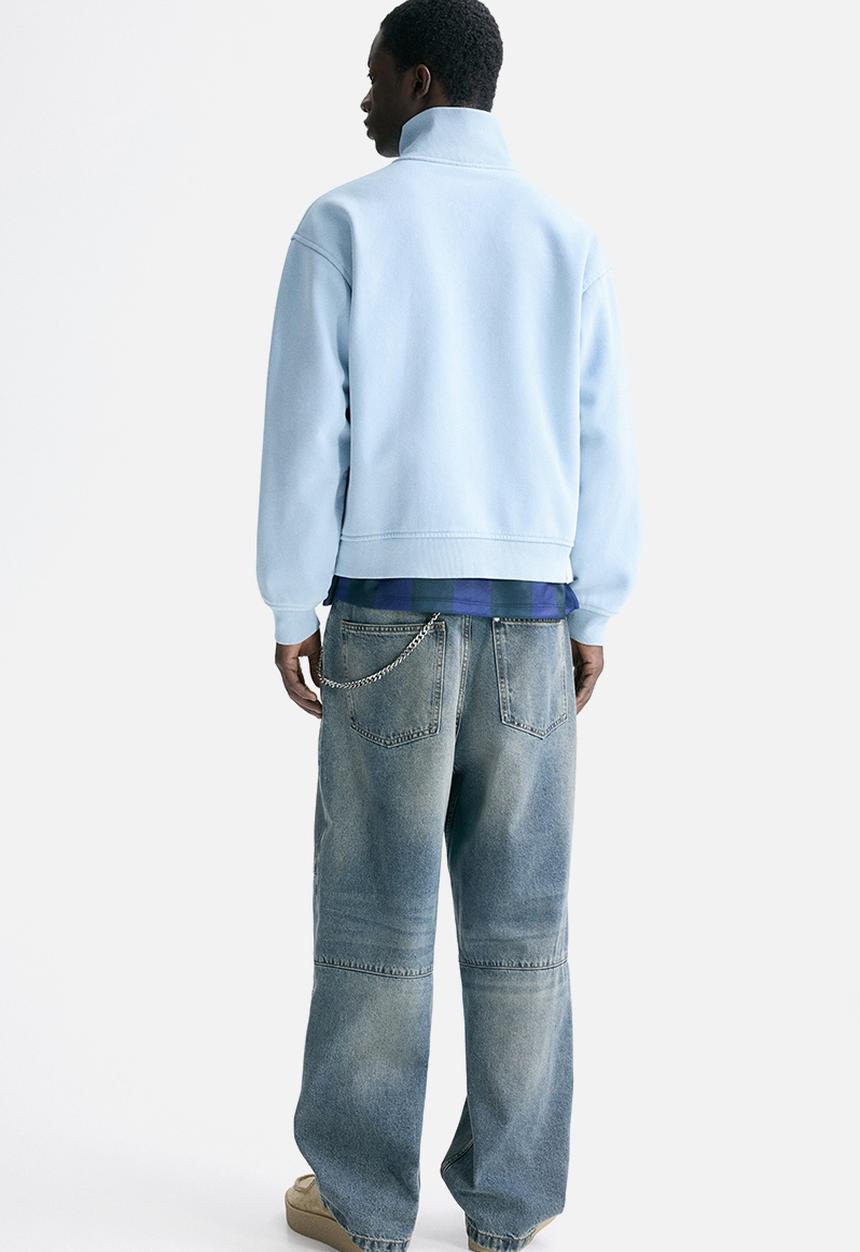 H&M - Loose fit boxy zip-through sweatshirt - light blue