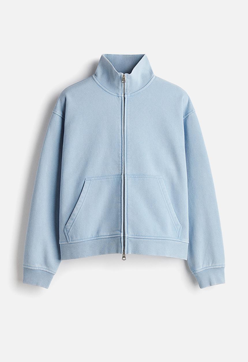 H&M - Loose fit boxy zip-through sweatshirt - light blue