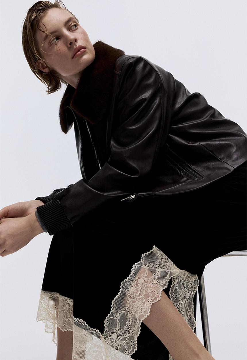 H&M - Lace-trimmed skirt - black/cream