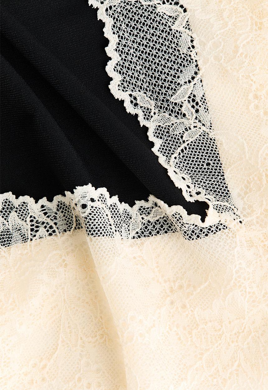 H&M - Lace-trimmed skirt - black/cream