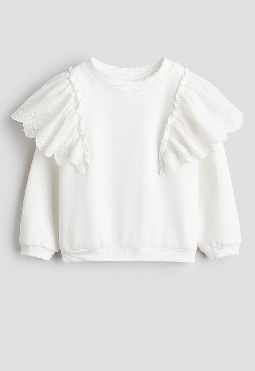 H&M - Frill-trimmed sweatshirt - white