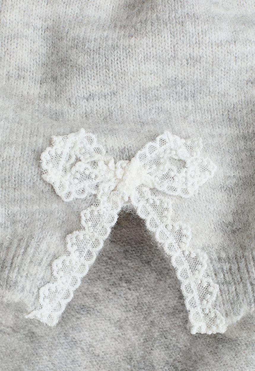 H&M - Lace-detail jumper - light grey marl