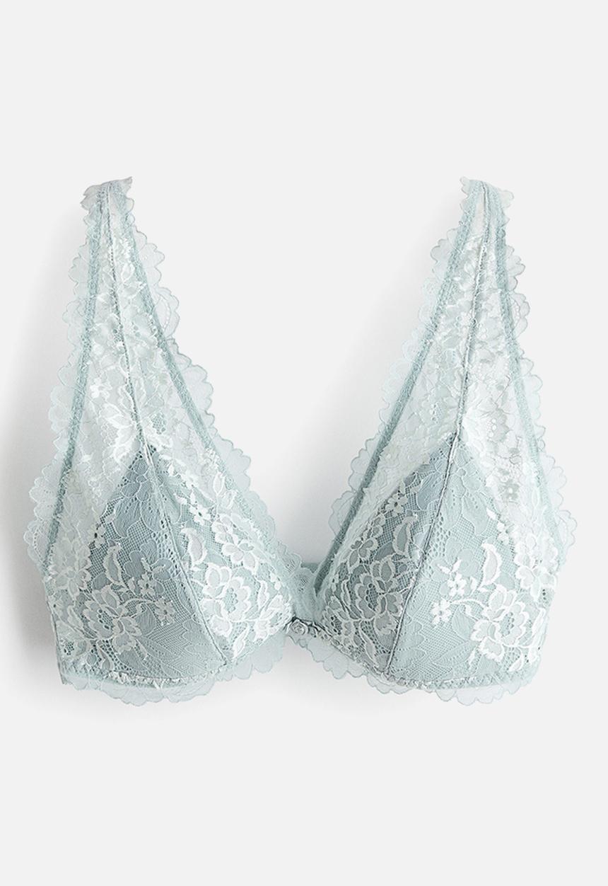 H&M - Padded soft lace bra - light turquoise