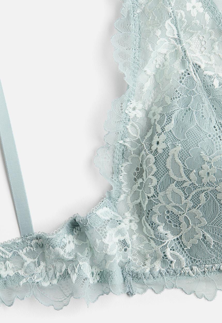 H&M - Padded soft lace bra - light turquoise