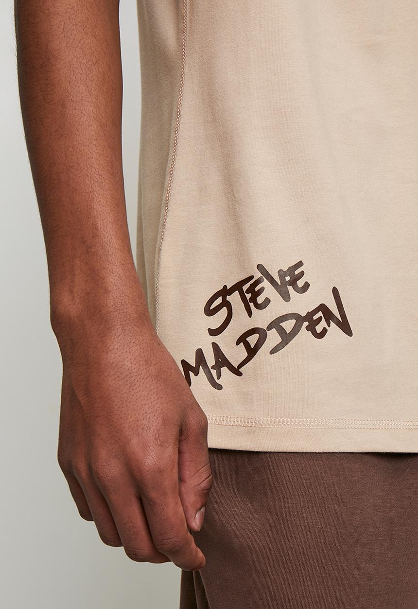 Steve Madden - Landon Logo Trimmed T-Shirt - Neutral/ Choc