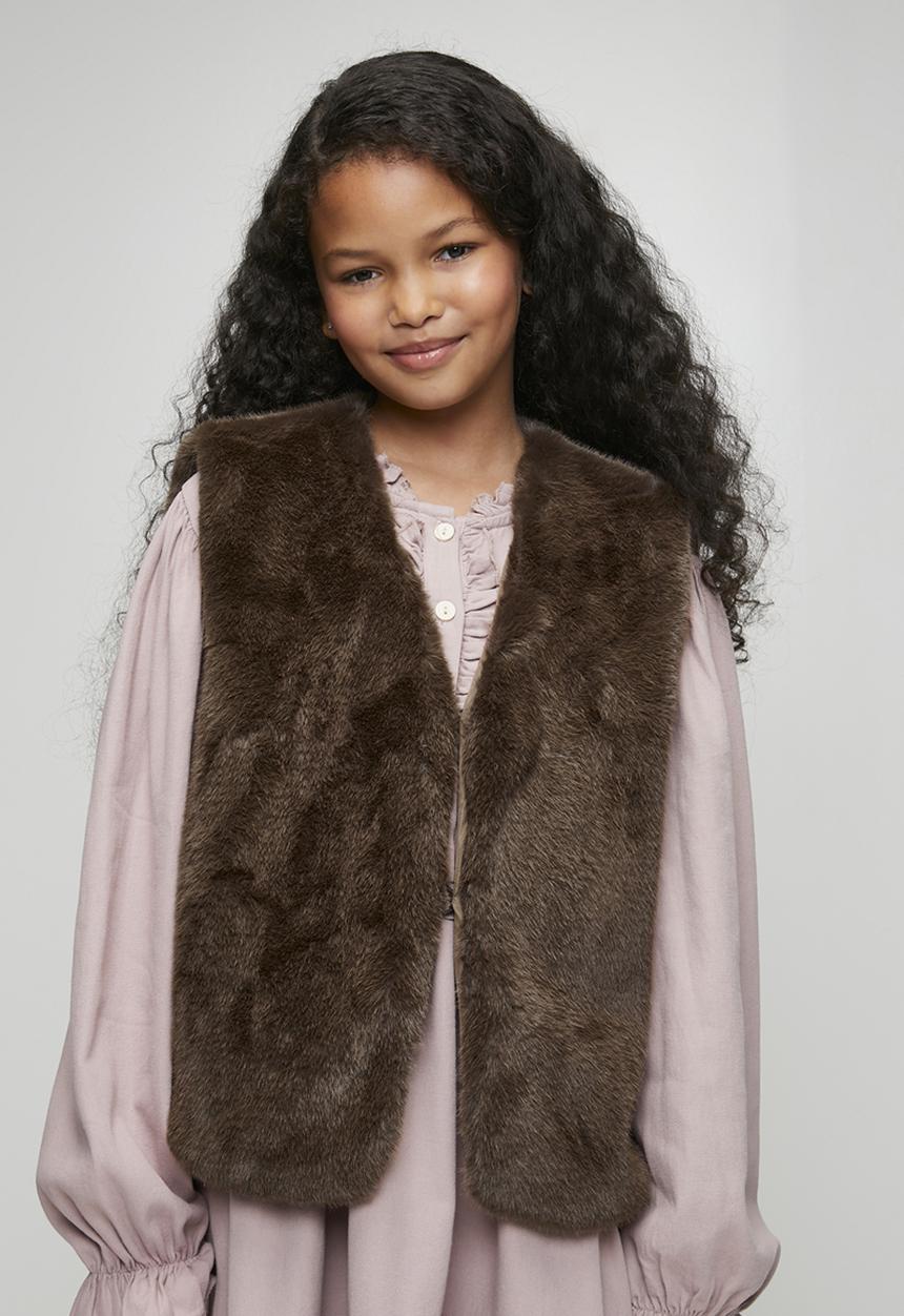 Pop Candy - Soft faux fur vest - coffee