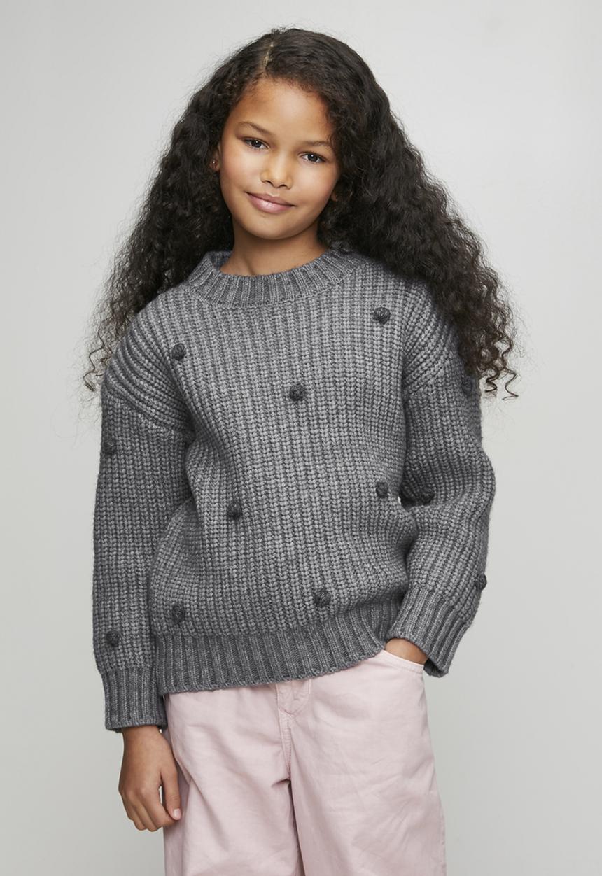 Pop Candy - Pom pom knit jumper - grey