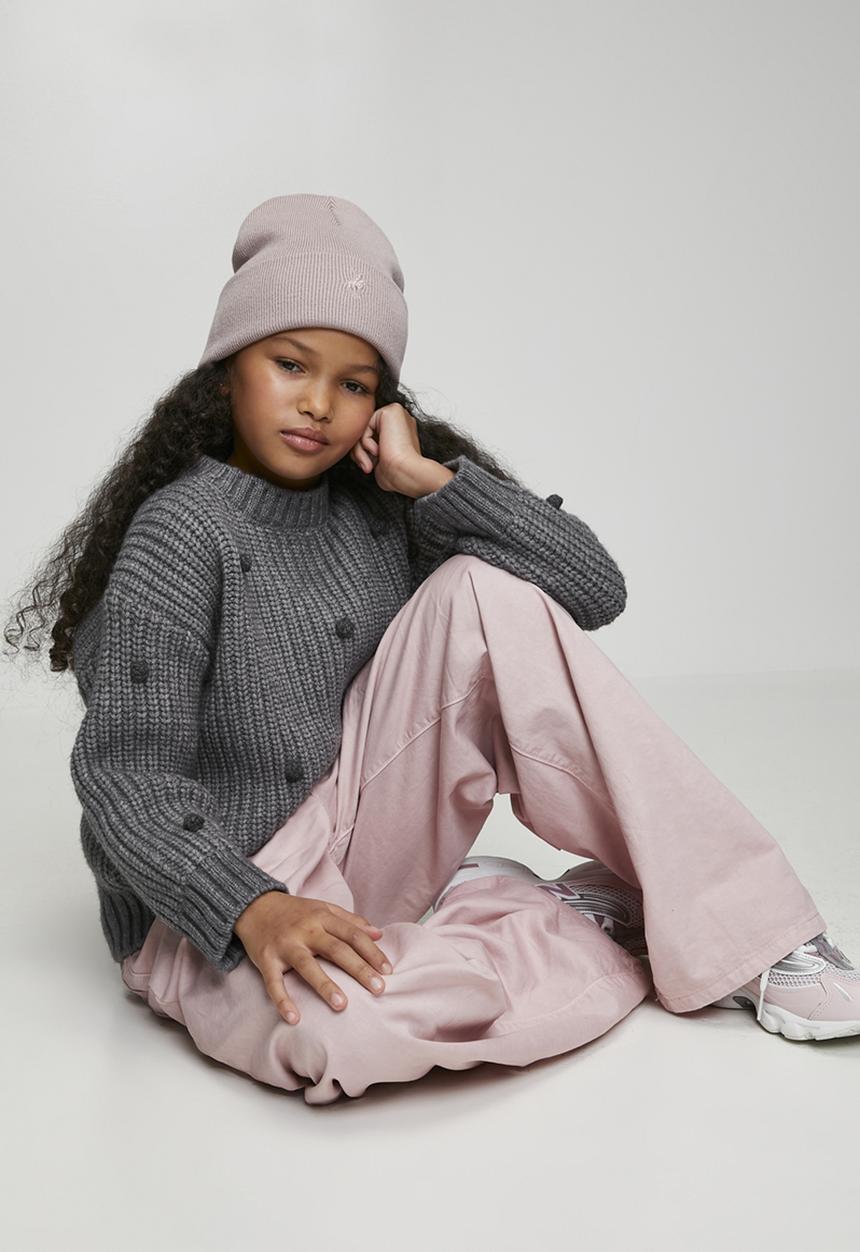 Pop Candy - Pom pom knit jumper - grey