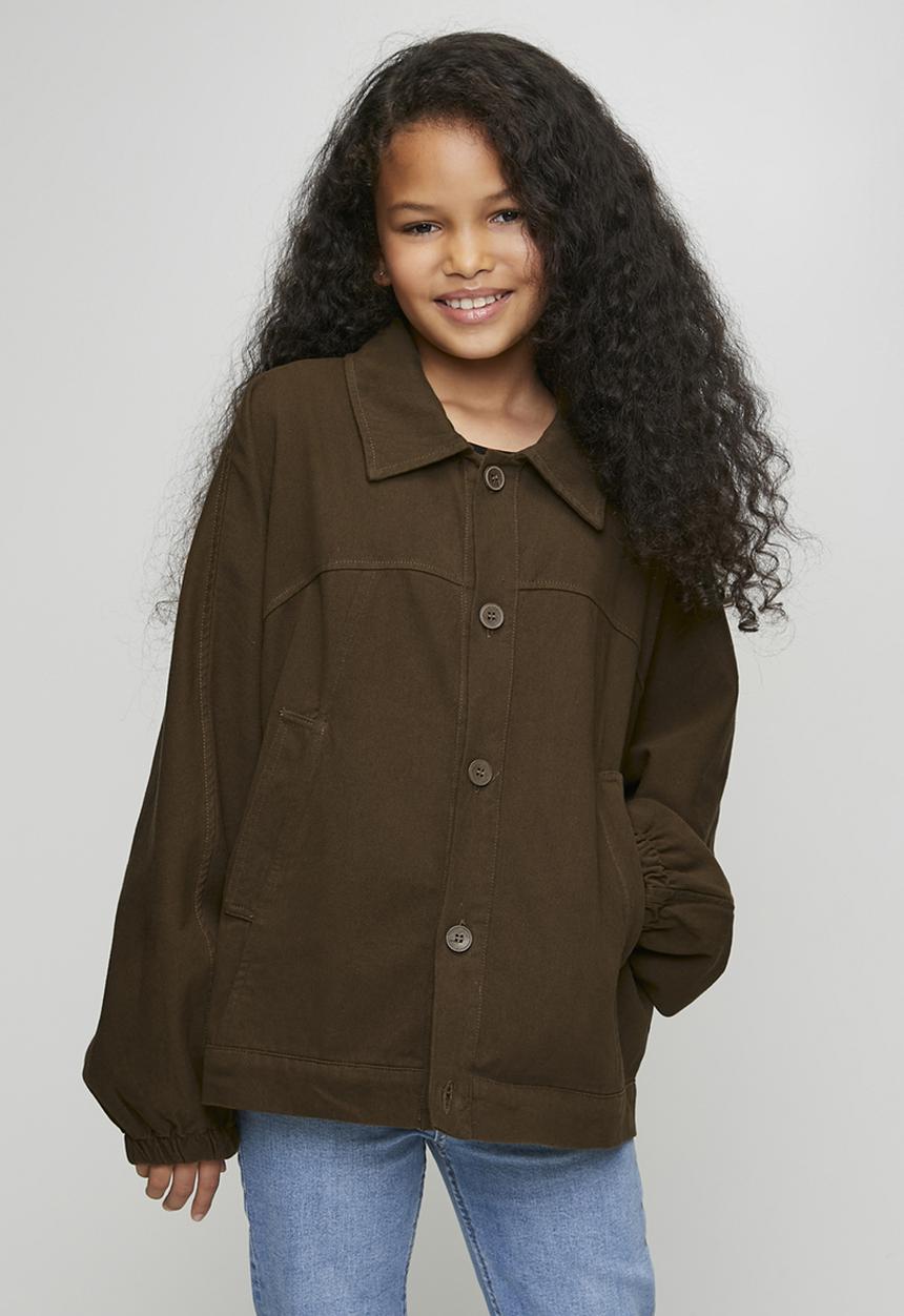 Pop Candy - Cropped shacket - dark coffee