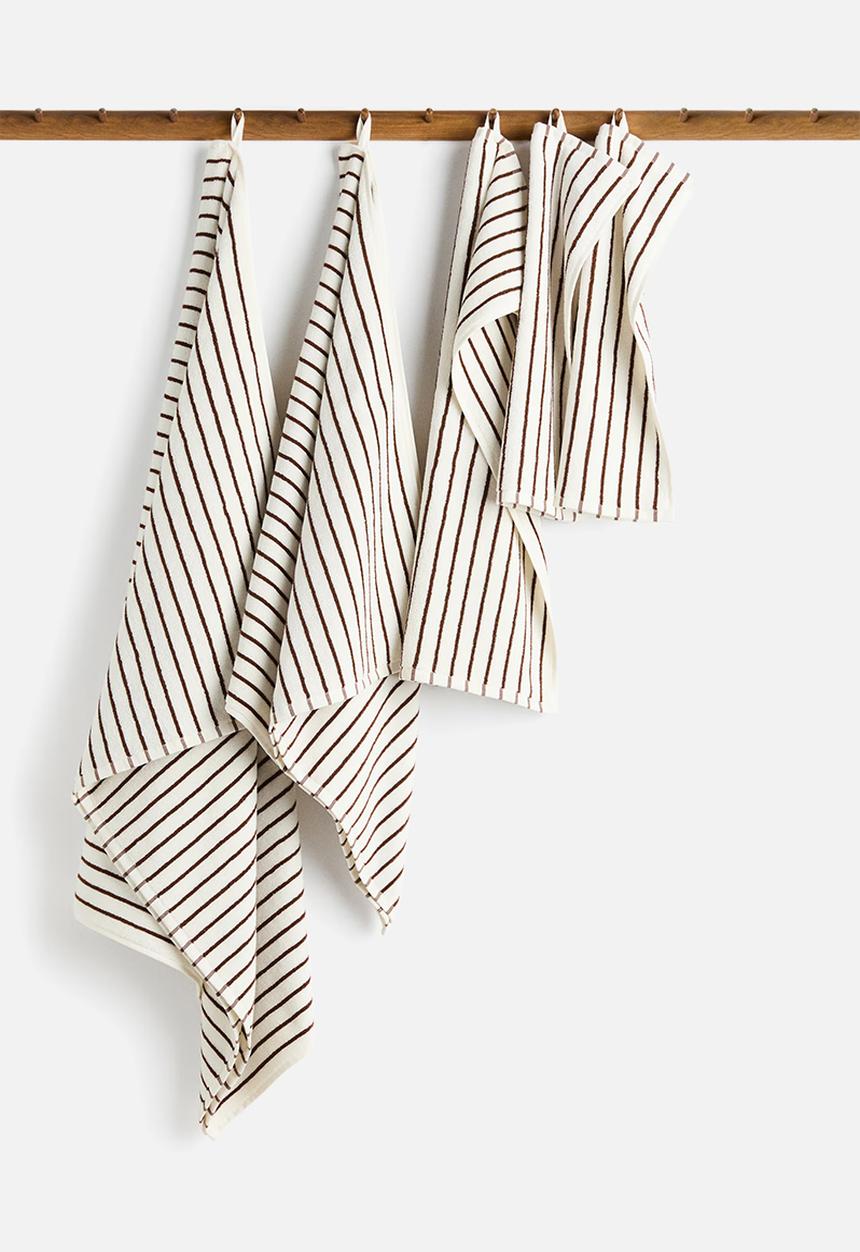 H&M - Striped bath towel - white/brown striped