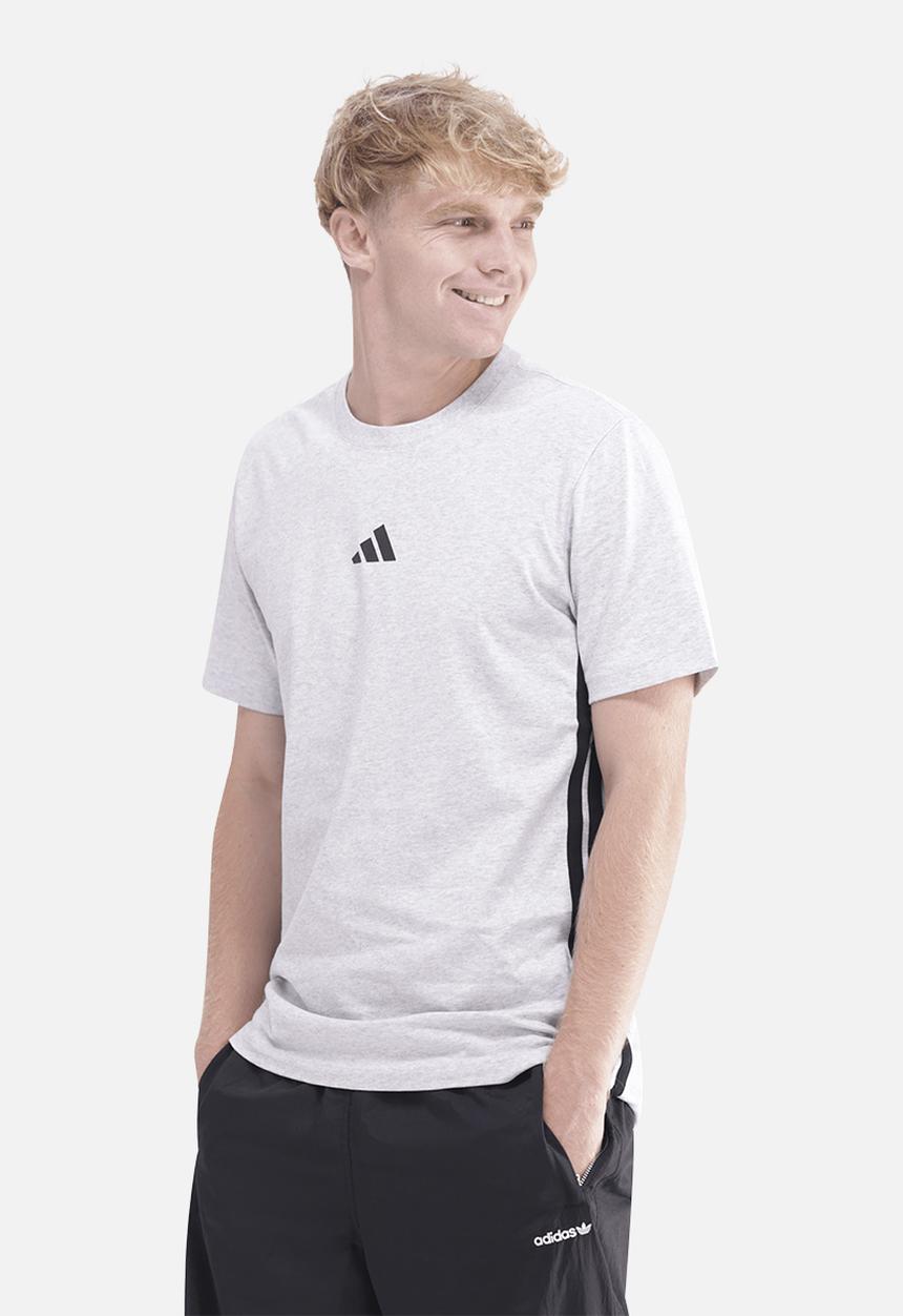 adidas Performance - Essentials 3-Stripes Single Jersey T-Shirt - Grey/Blk