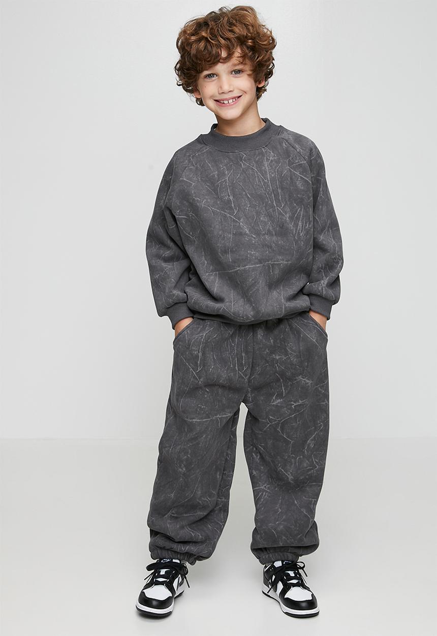 Pop Candy - Marble printed sweatshirt & joggers - dark grey