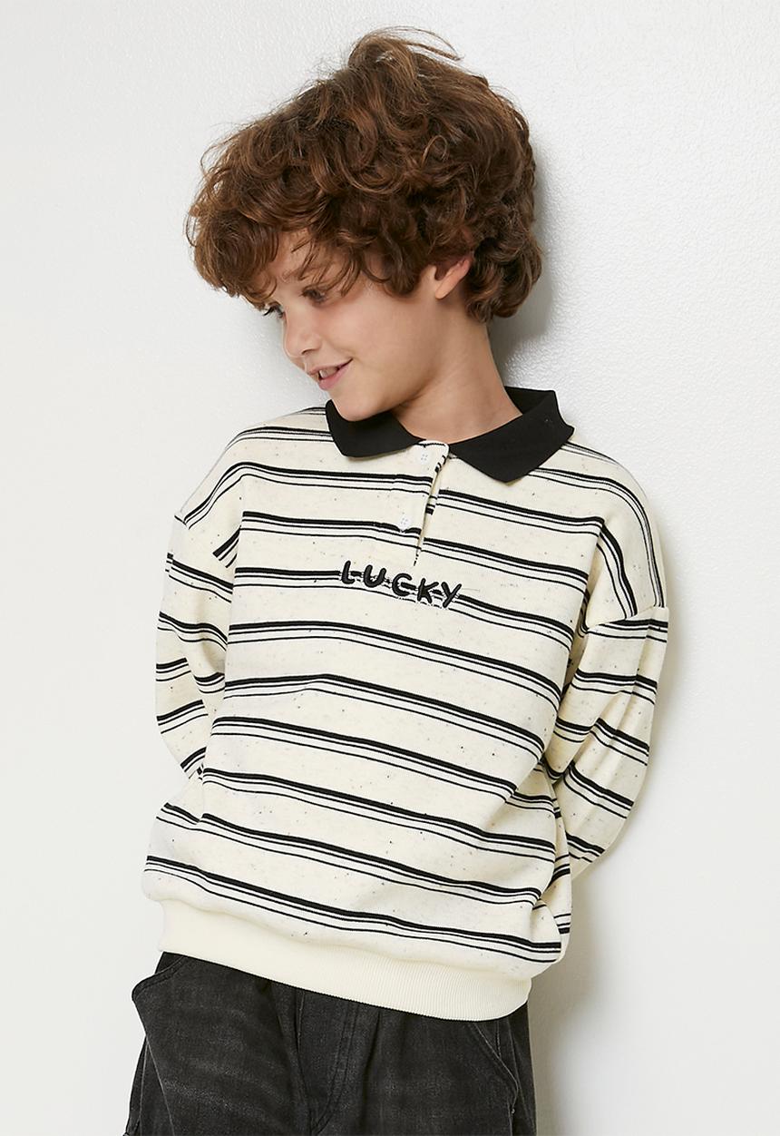 Pop Candy - Rugby jersey-style sweatshirt - white/black stripes