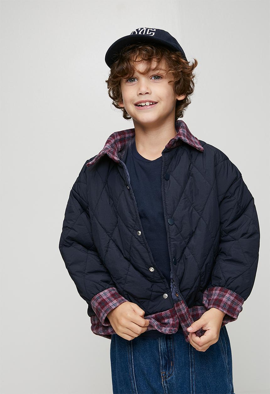 Pop Candy - Diamond quilted flannel shirt jacket - navy/multi