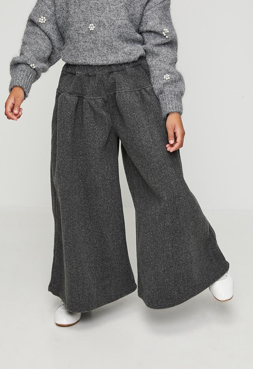 Pop Candy - Melton extra wide leg pants - dark grey