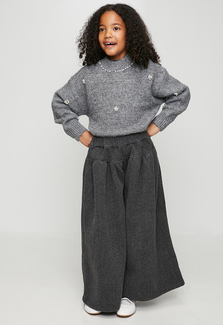 Pop Candy - Knit pearl embellished jumper - grey
