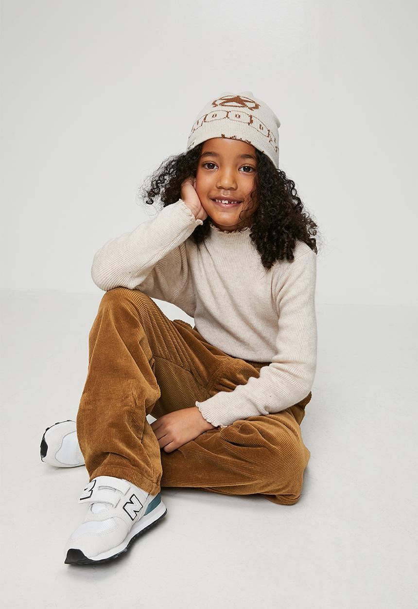 Pop Candy - Corduroy elasticated waist pants - tan