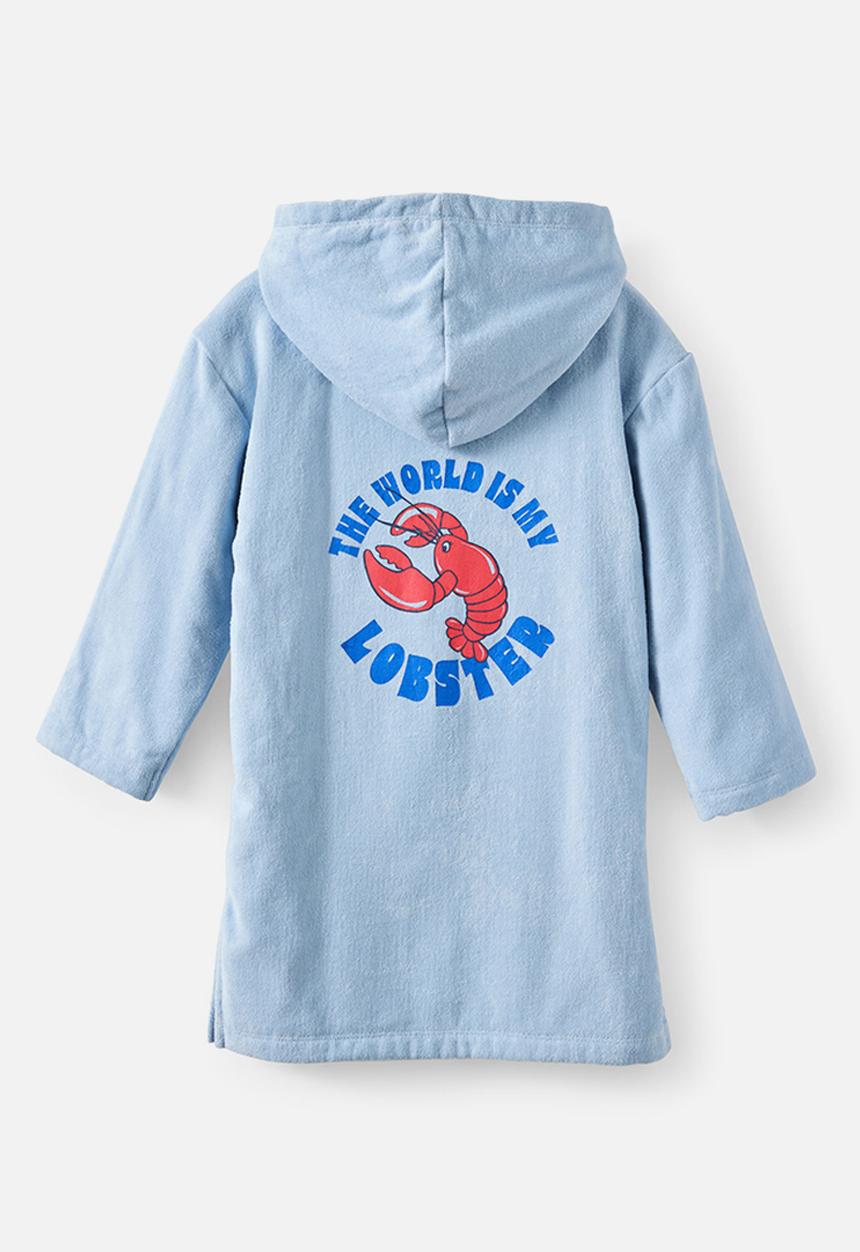 Cotton On - Kids Zip Thru Hooded Towel - Dawn Blue/World Is My Lobster