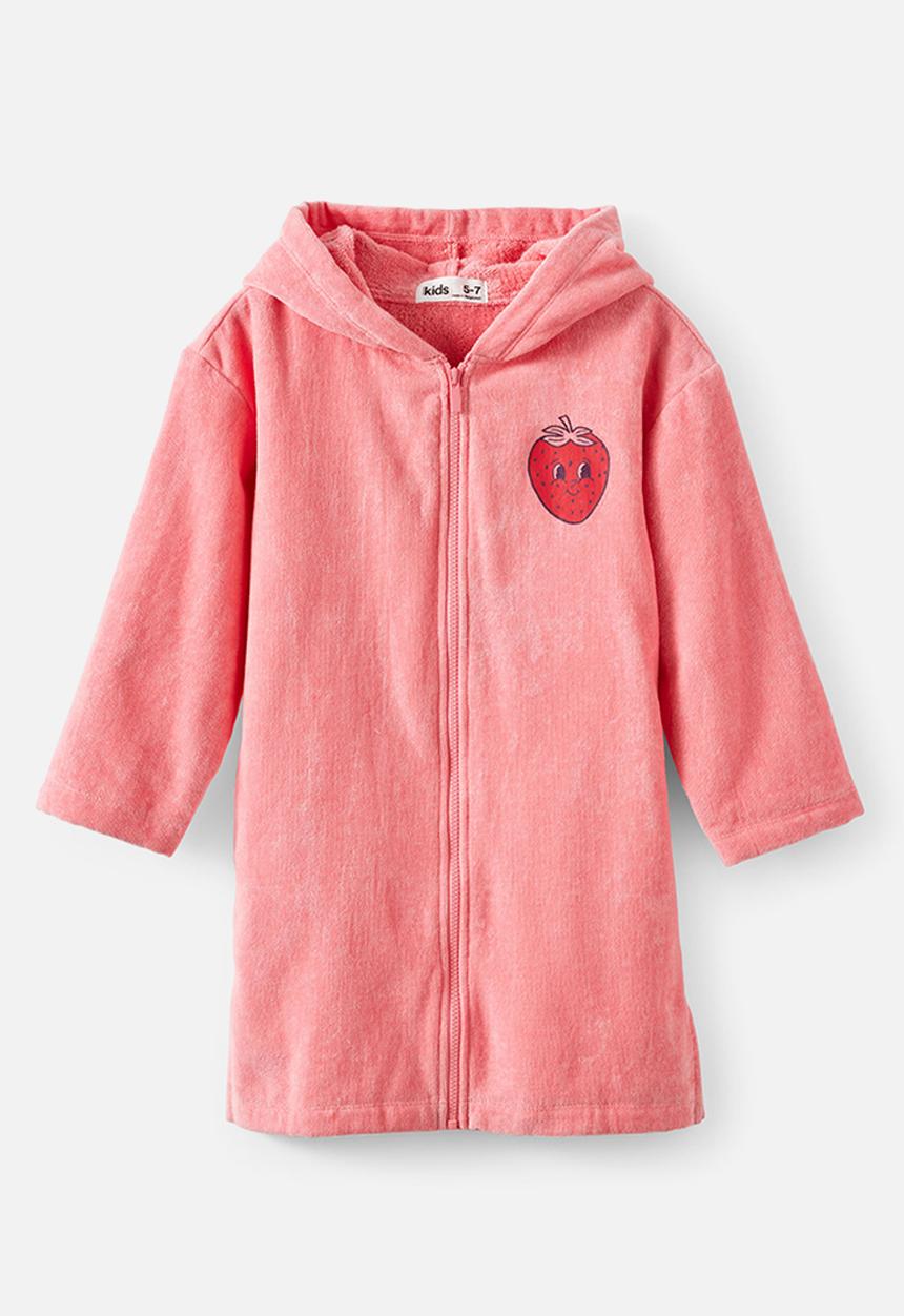 Cotton On - Kids Zip Thru Hooded Towel - Sunkissed/Berry Sweet