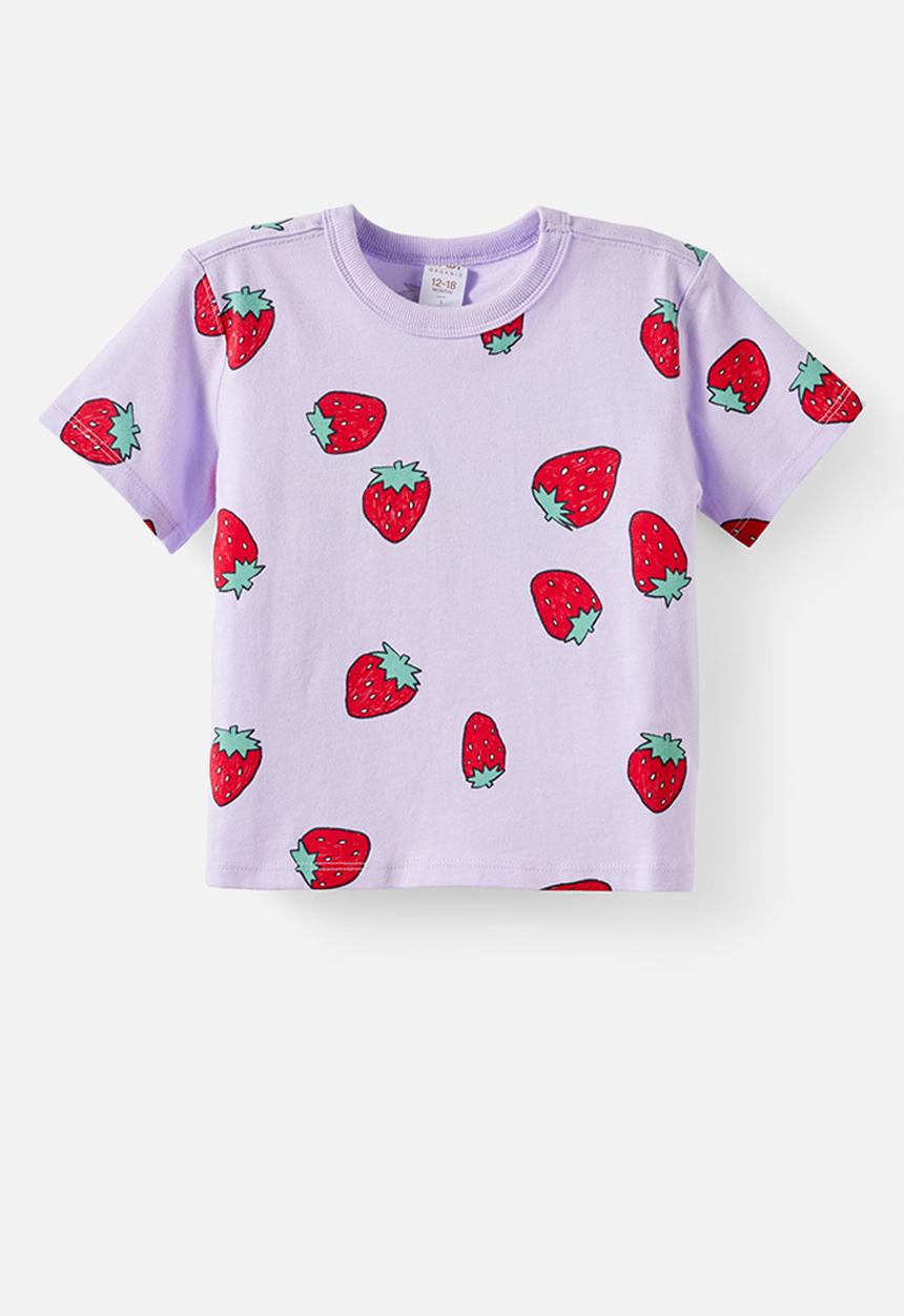 Cotton On - Bobbi Short Sleeve Graphic Tee - Vintage Lilac/Strawberries