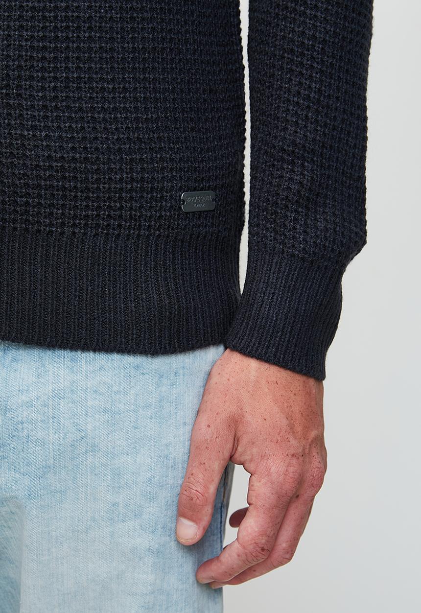 Brave Soul - Crew Neck Jumper - Silver Grey Marl/Midnight Navy