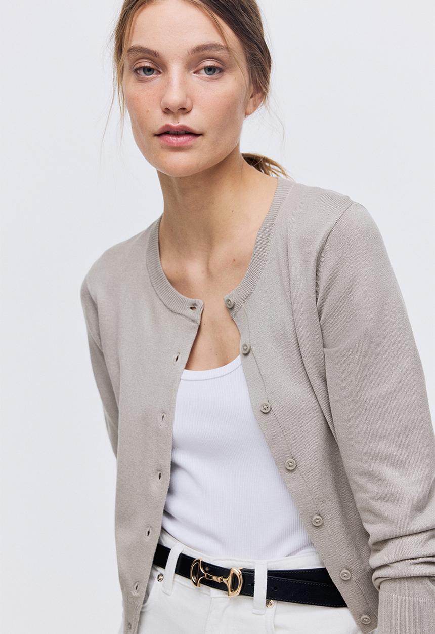 H&M - Fine-knit cardigan - light greige