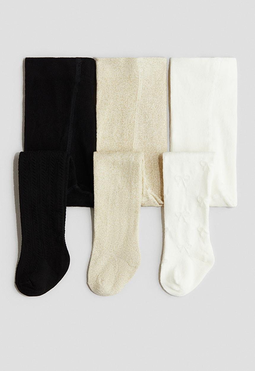 H&M - 3-Pack tights - black/gold-coloured