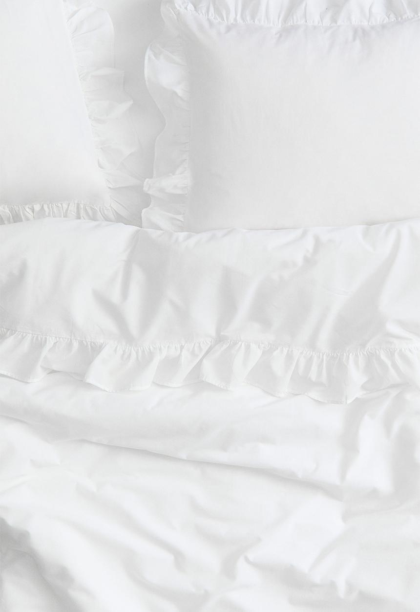 H&M - Flounced double/king duvet cover set - white