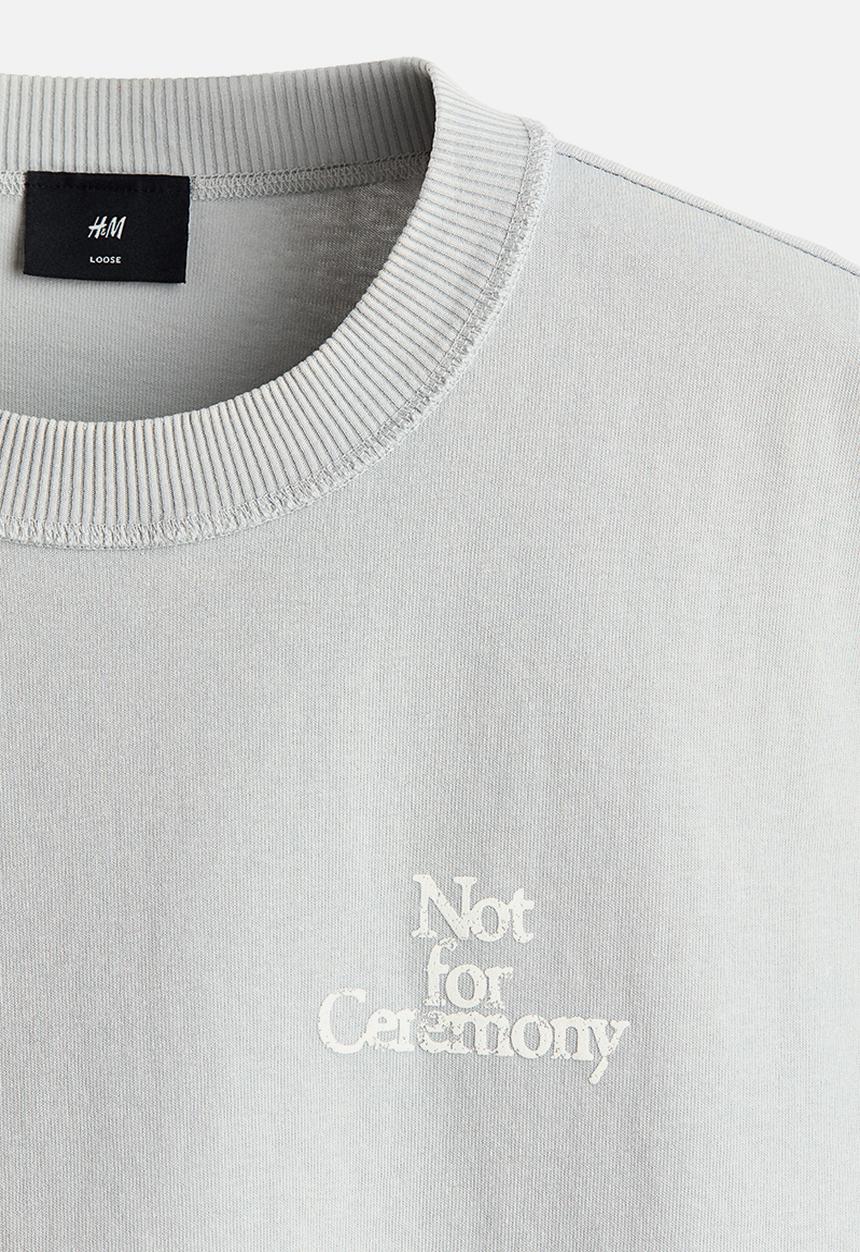 H&M - Loose fit printed T-shirt - light grey/not for ceremony
