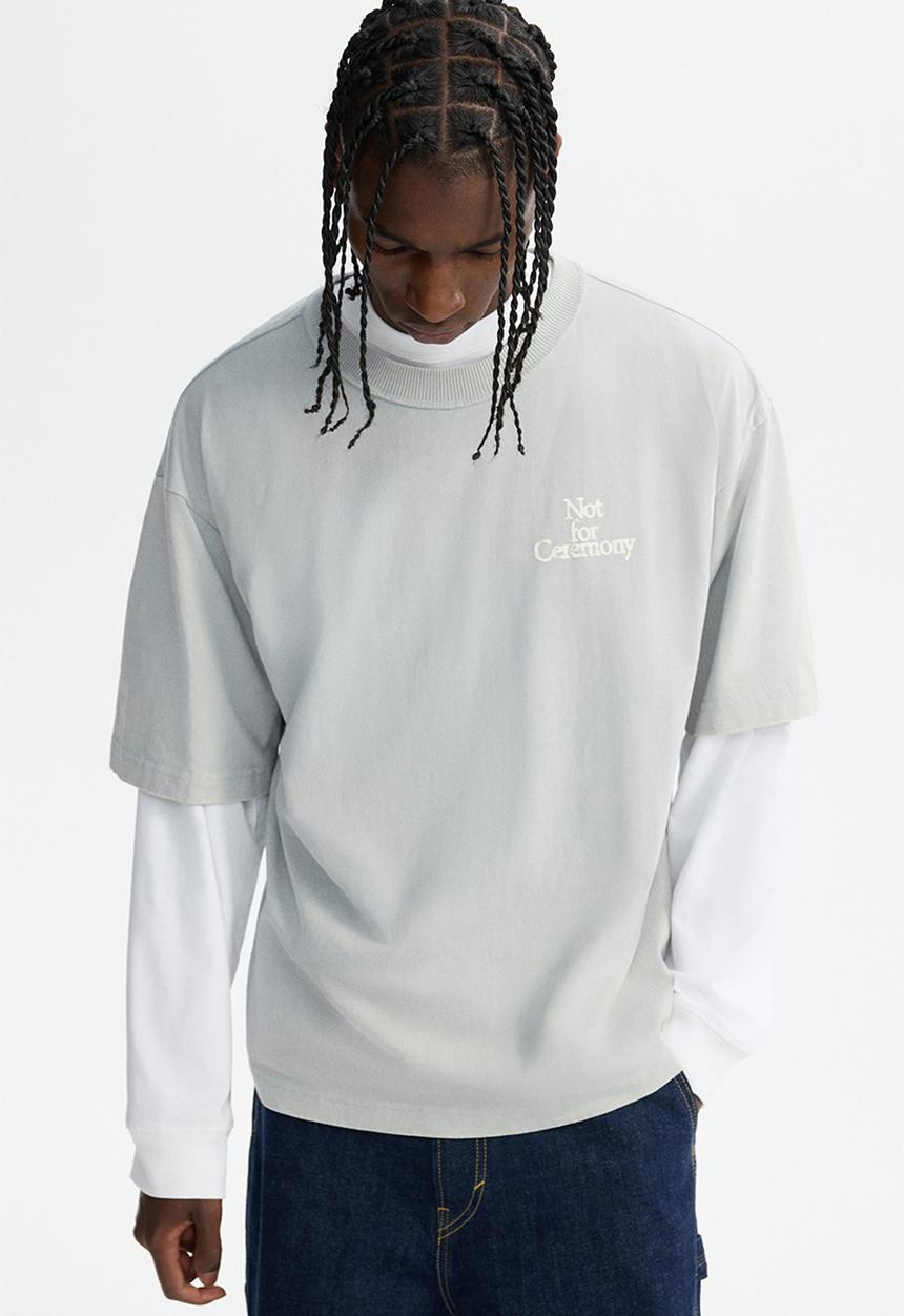 H&M - Loose fit printed T-shirt - light grey/not for ceremony