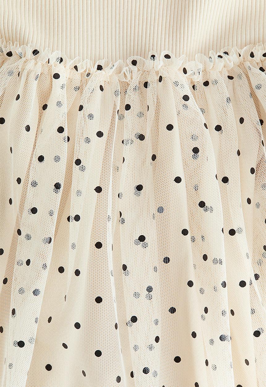 H&M - Tulle dress - light beige/spotted