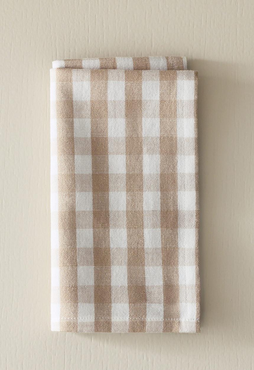 H&M - 4-pack cotton napkins - beige/gingham check