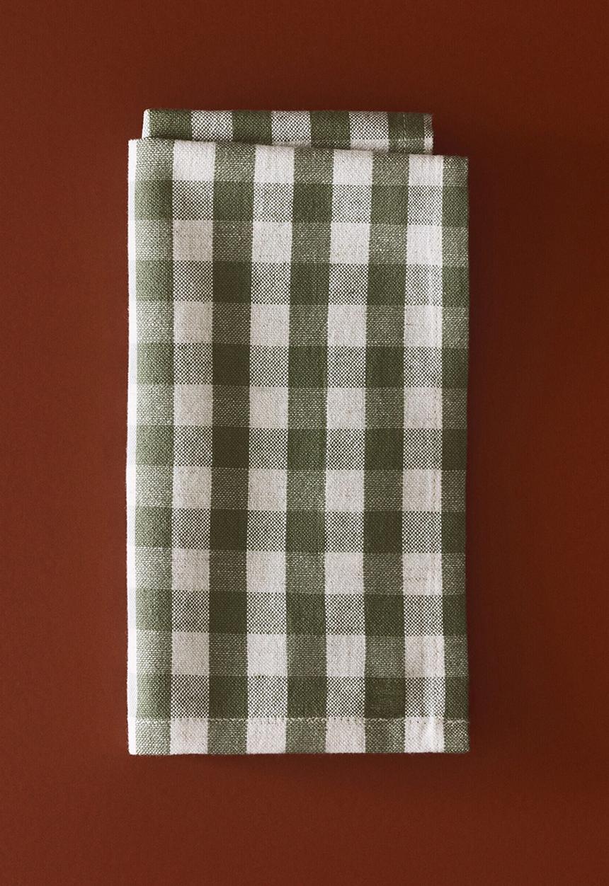 H&M - 4-pack cotton napkins - green/gingham check