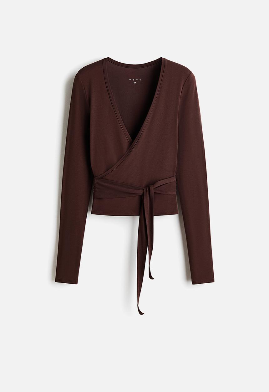 H&M - Sports wrap top in modal - warm brown