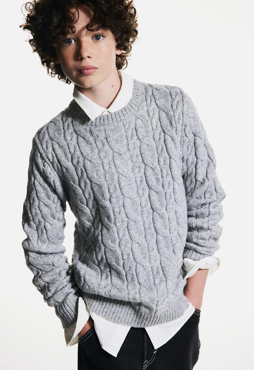 H&M - Cable-knit jumper - grey marl