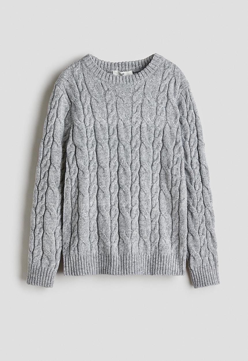 H&M - Cable-knit jumper - grey marl