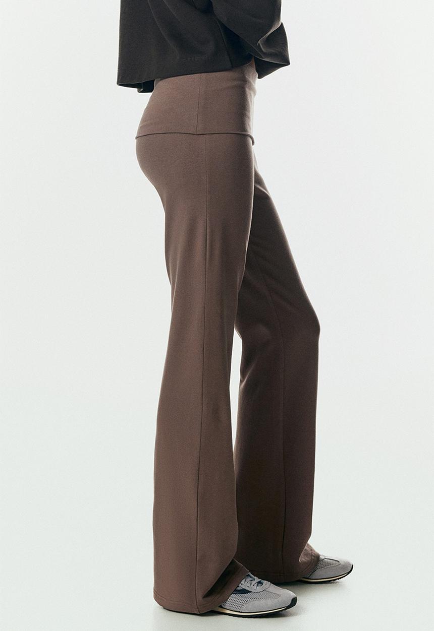 H&M - Foldover-waist cotton trousers - dark mole