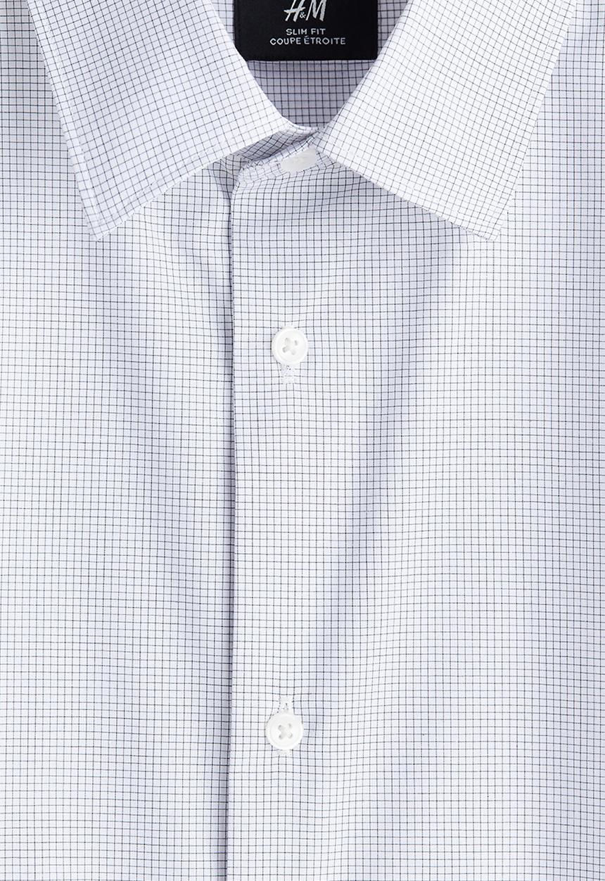 H&M - Slim fit shirt - white/grey checked
