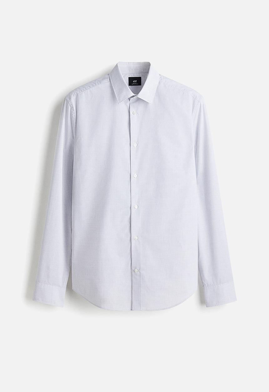 H&M - Slim fit shirt - white/grey checked