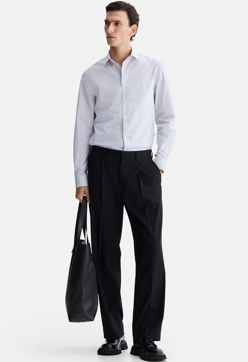 H&M - Slim fit shirt - white/grey checked