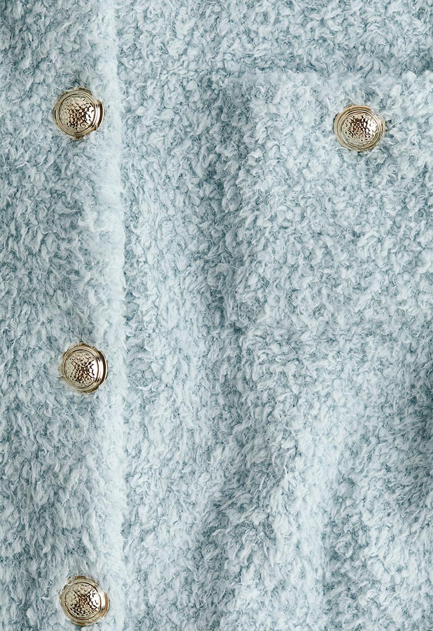 H&M - Short-sleeved teddy cardigan - light turquoise
