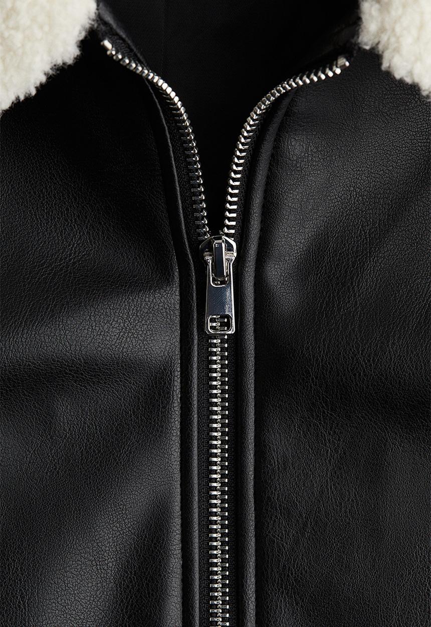H&M - Teddy-collared jacket - black