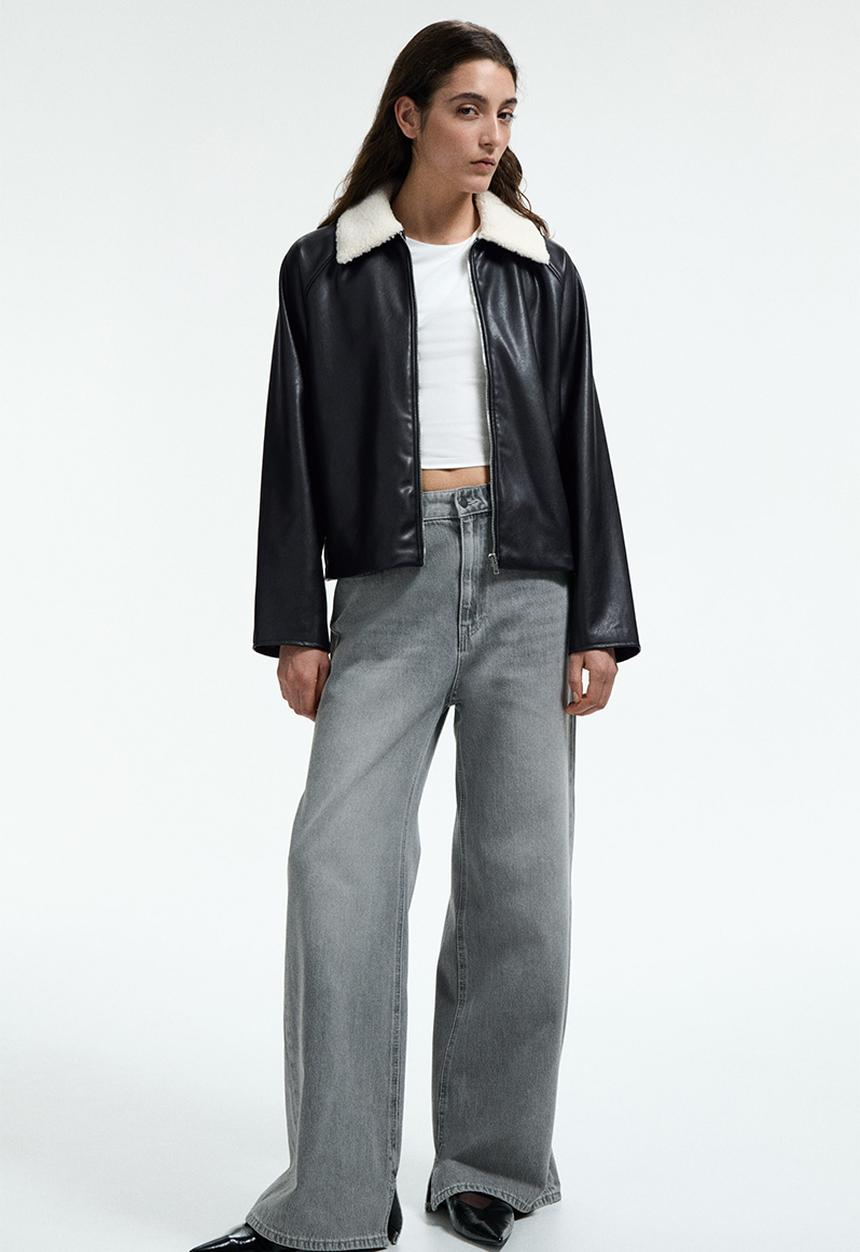 H&M - Teddy-collared jacket - black