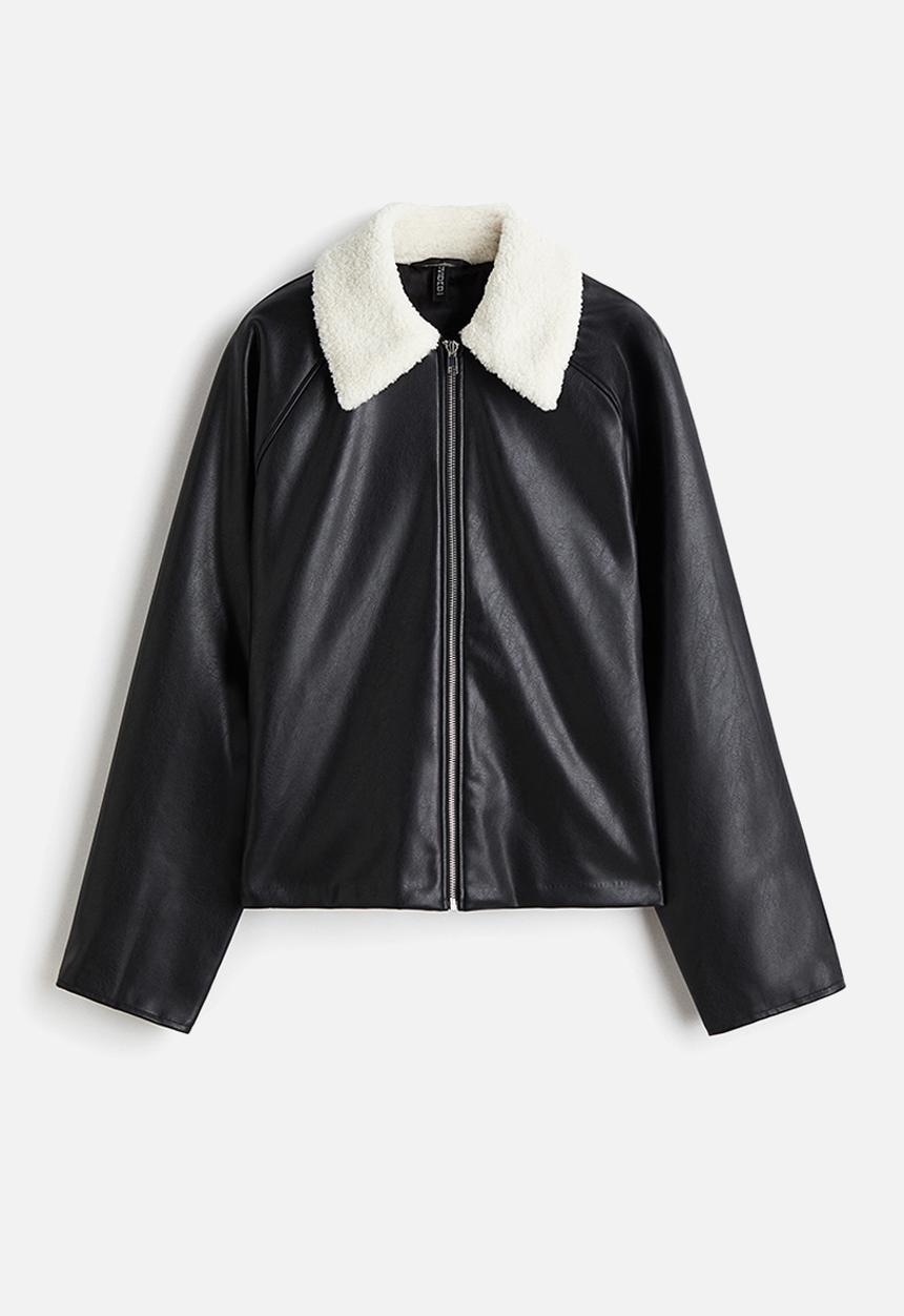 H&M - Teddy-collared jacket - black